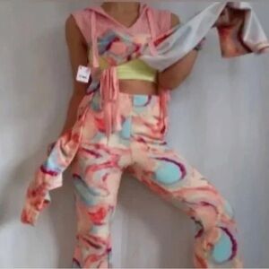 FP Movement Free People All That Printed Set NWT Pink Blue Size Small